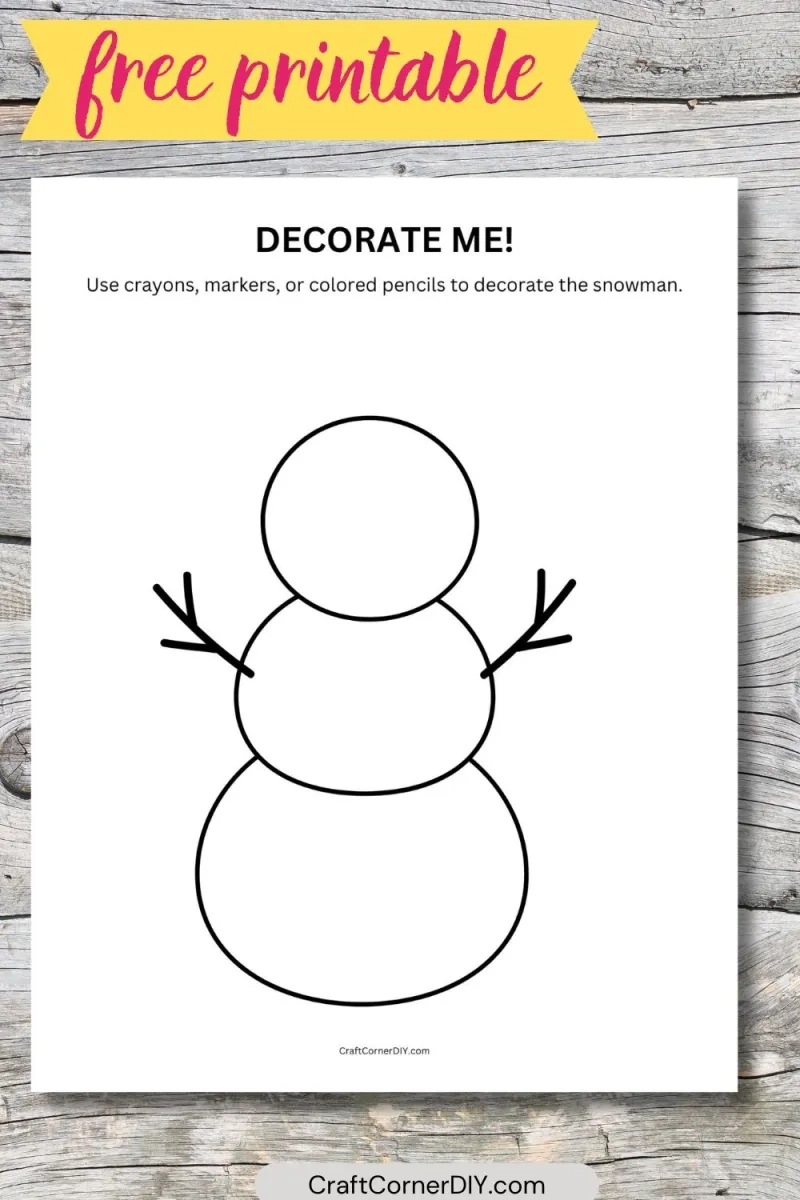 Snowman Coloring Page Free Printable Craft Corner DIY