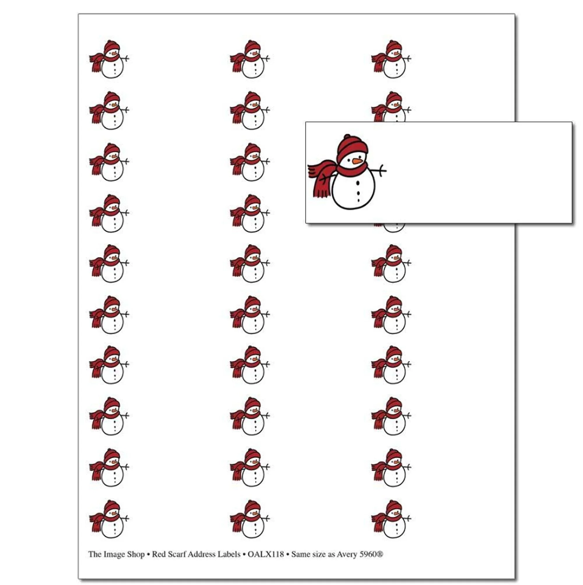 Snowman With Red Scarf Address Labels 1in X 2 5 8in Pack Of 