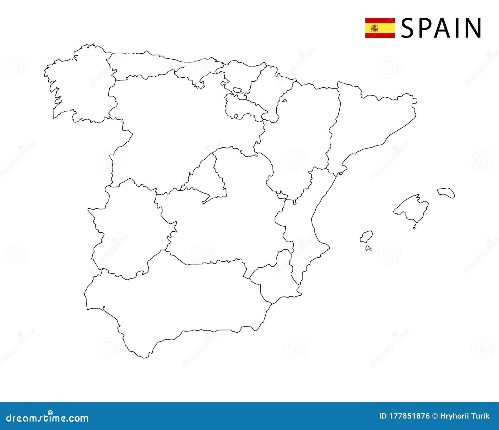 Spain Regions Blank Map Printable