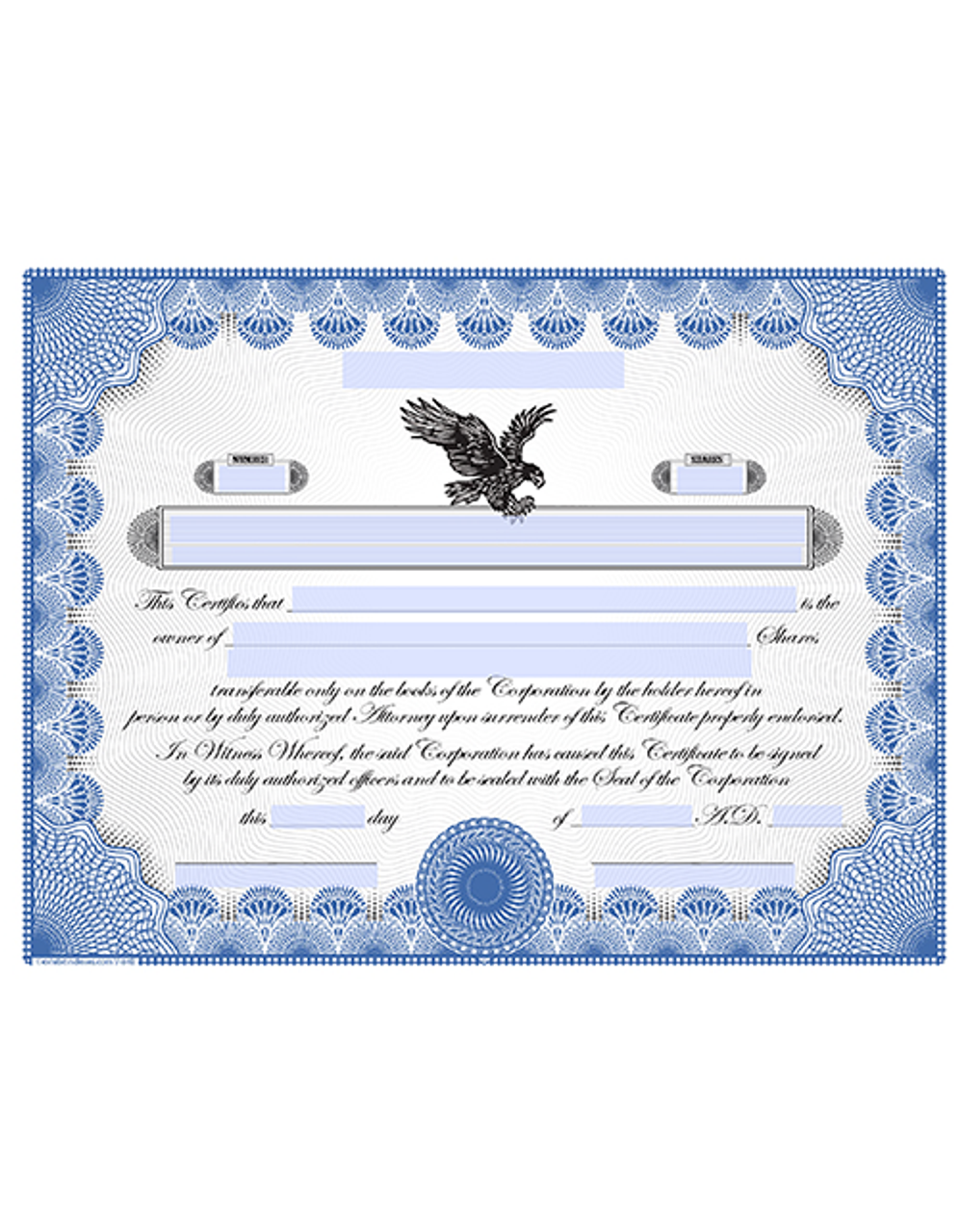 Blank Printable Stock Certificate