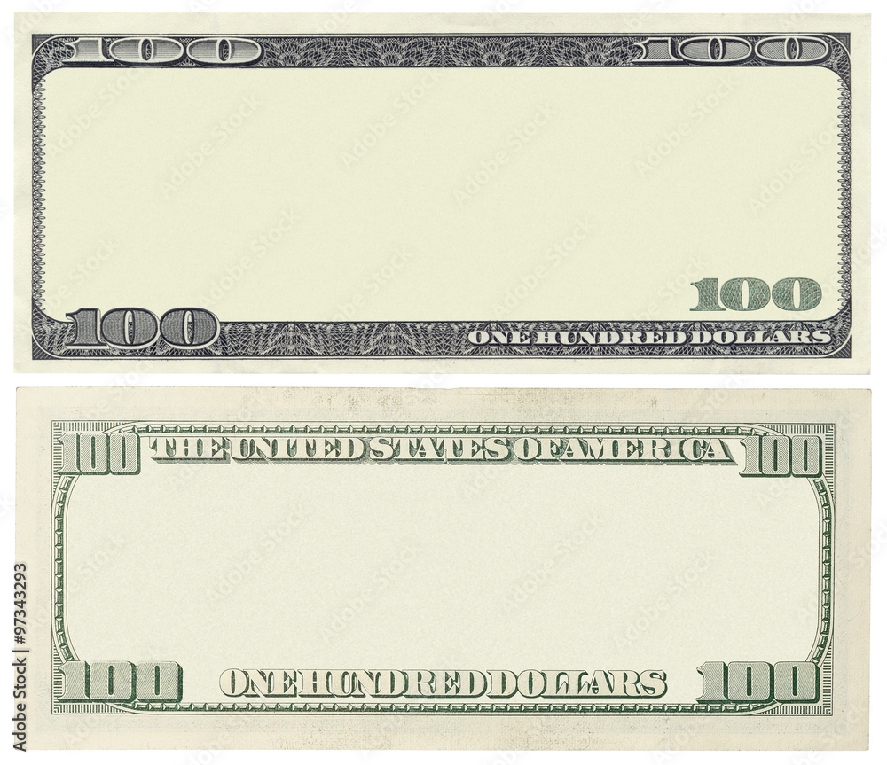 Stock Foto Blank 100 Dollar Banknote Isolated On White Adobe Stock