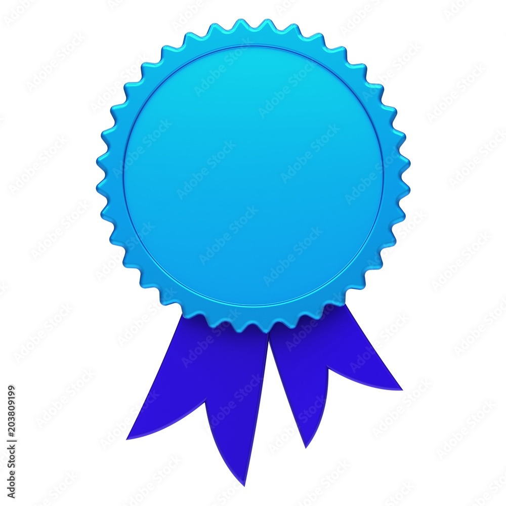 Stock Illustration Blue Award Ribbon Rosette Blank Reward Medal 