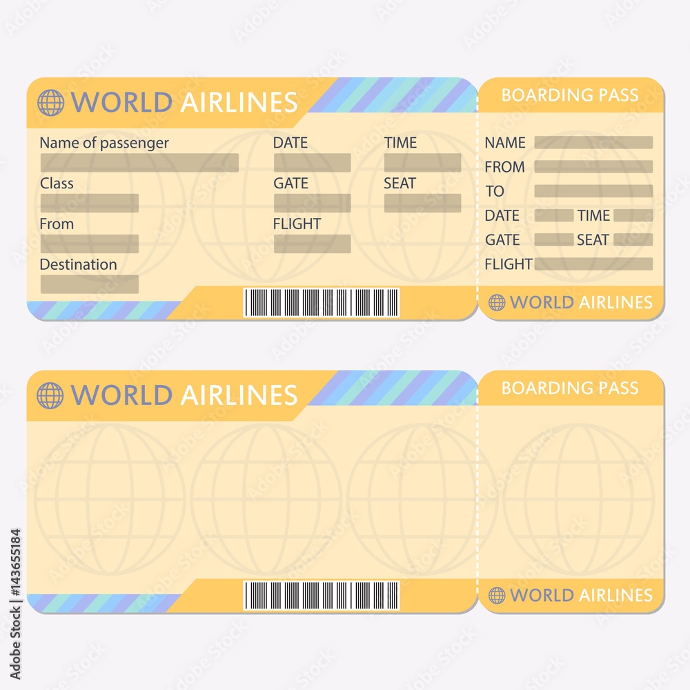 Stock Vektorgrafik Airline Or Plane Ticket Template Boarding 