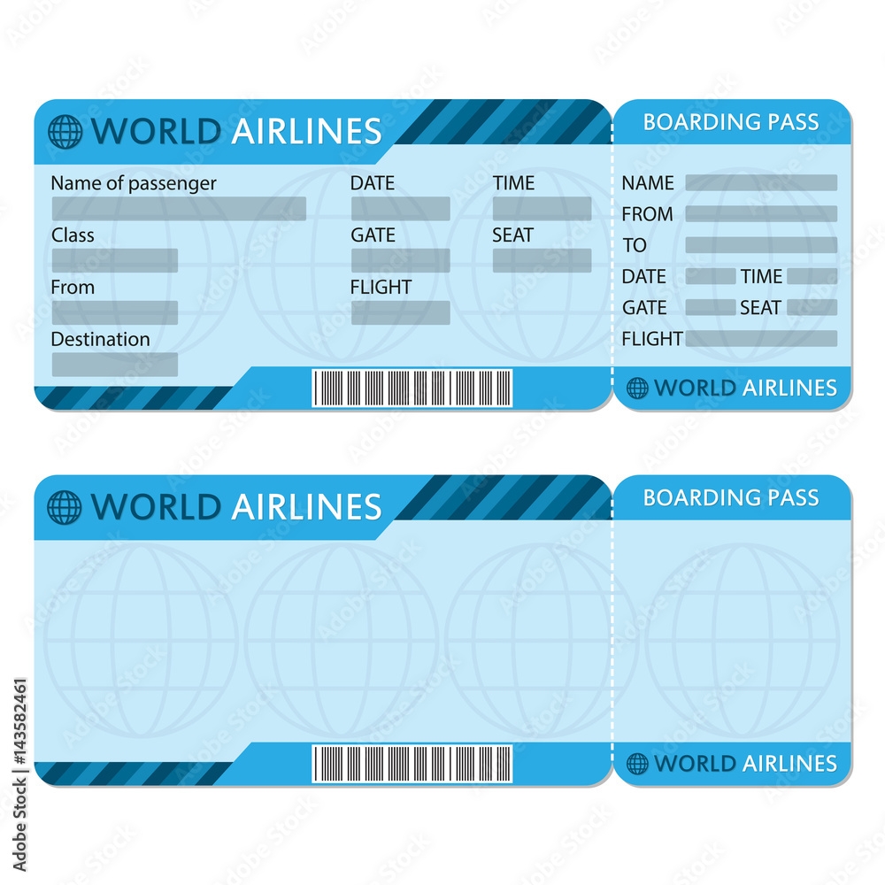Stock Vektorgrafik Airline Or Plane Ticket Template Boarding 