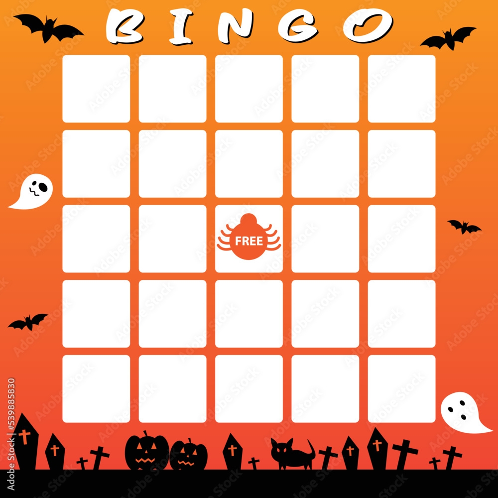 Stock Vektorgrafik Halloween Themed Blank Bingo Cards With 