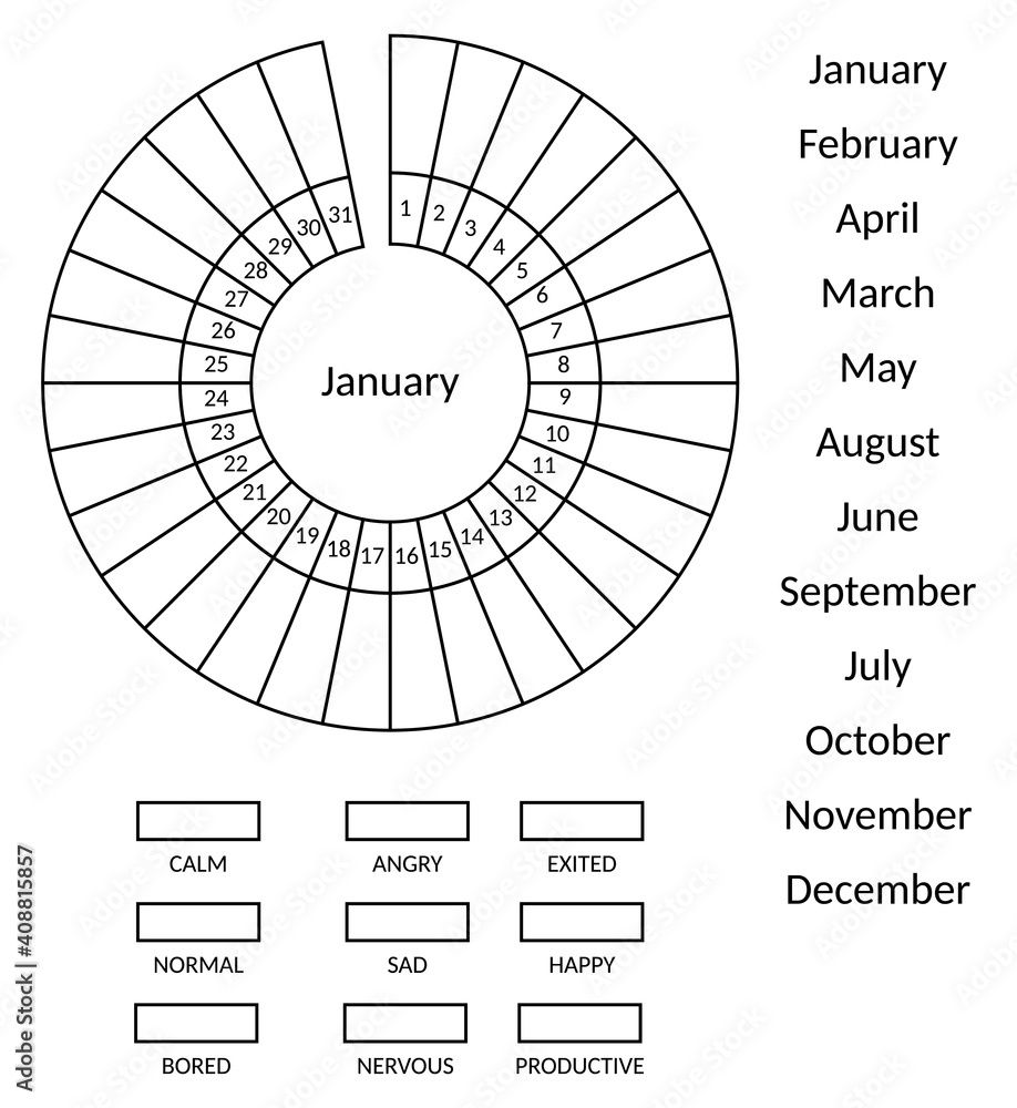 Stock Vektorgrafik Mood Tracker Circle Blank With Numbers And 