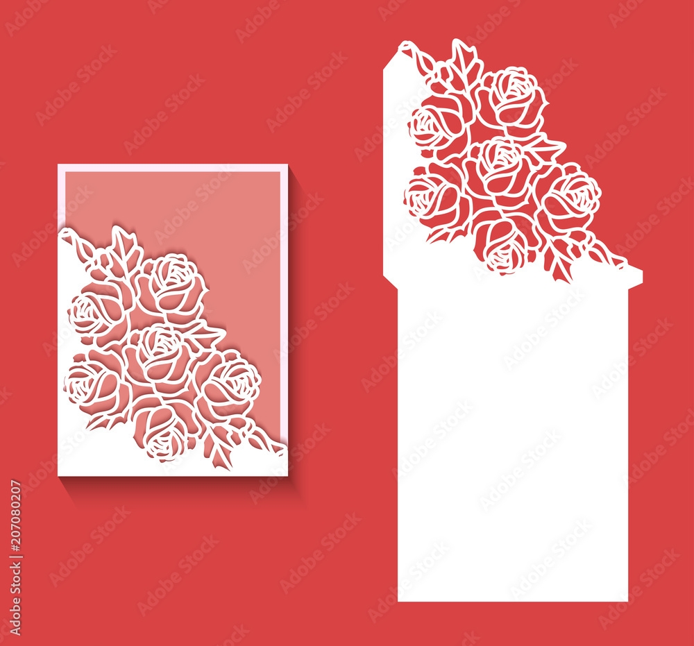 Stock Vektorgrafik Paper Greeting Card With Lace Border Pattern 