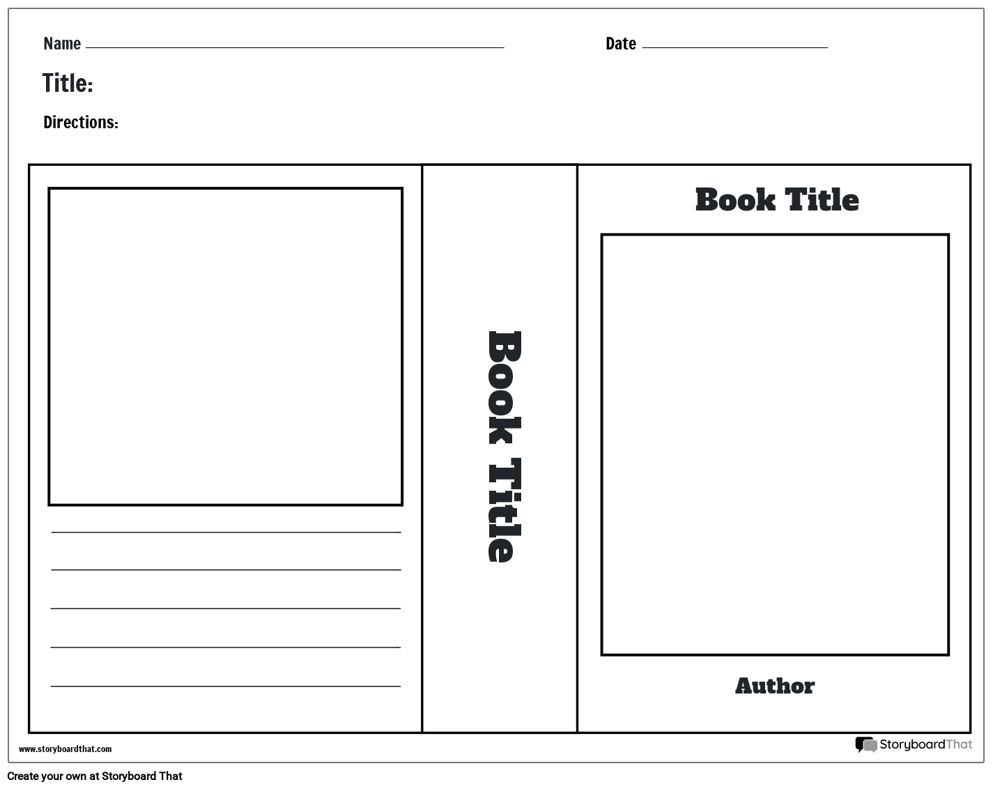 Printable Blank Book Cover Template