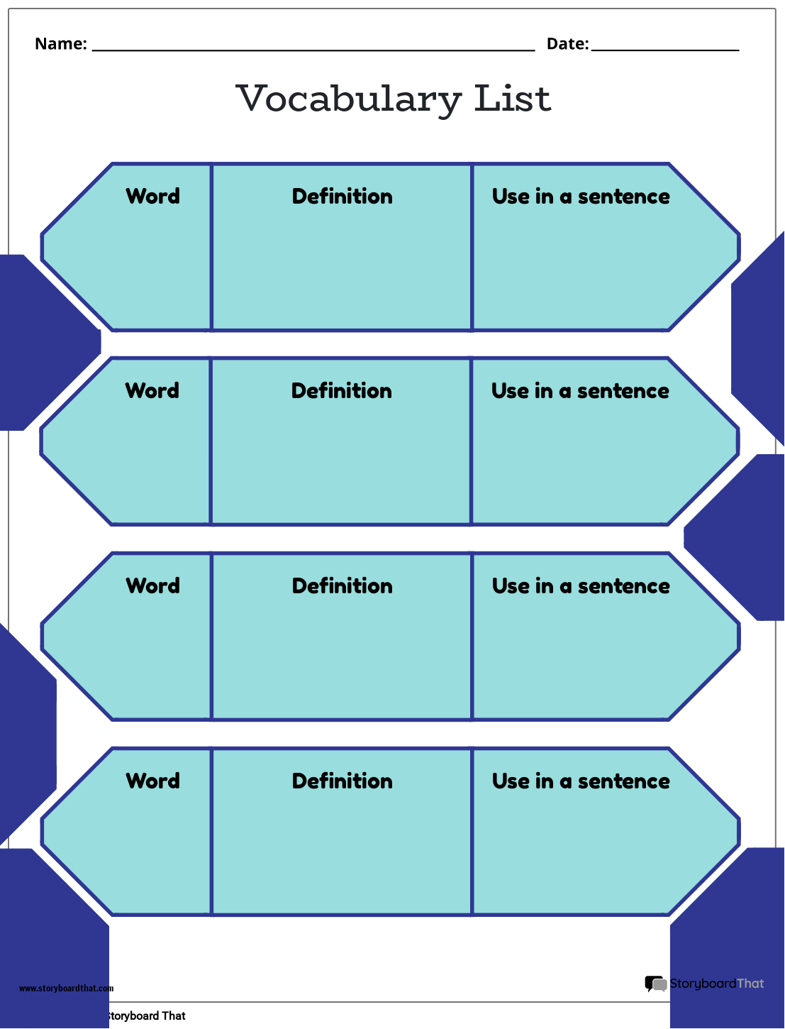 Printable Blank Word Bank