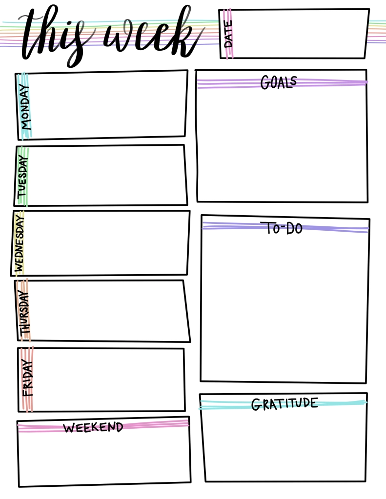 Blank Printable Weekly Student Planner