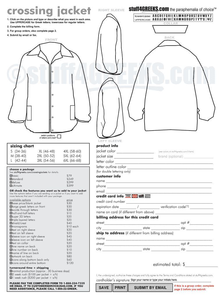 Stuff4Greeks Order Form For Crossing Jacket Fill Online 