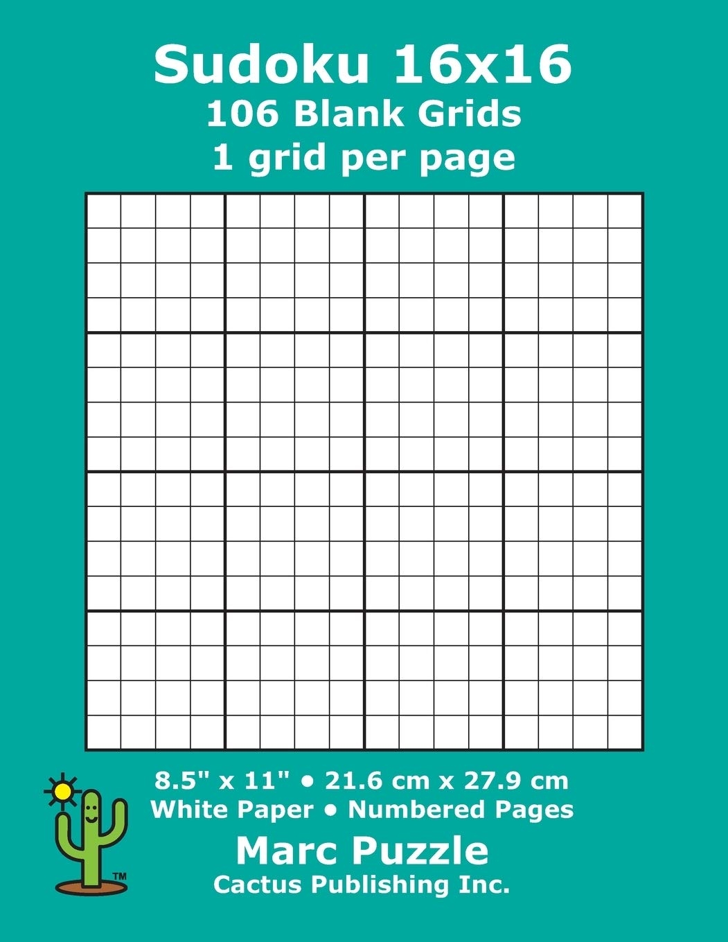 Sudoku 16x16 106 Blank Grids 1 Grid Per Page 8 5 X 11 216 X 279 Mm White Paper Page Numbers Number Place Su Doku Nanpure 16 X 16 Puzzle 