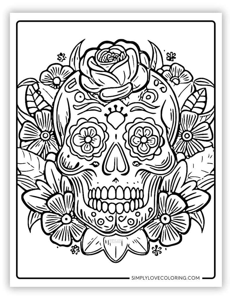 Sugar Skull Coloring Pages Free PDF Printables Simply Love 