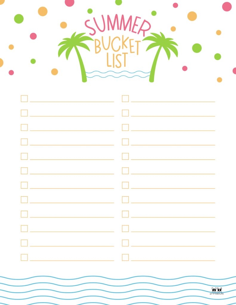 Summer Bucket Lists 20 FREE Printables Printabulls