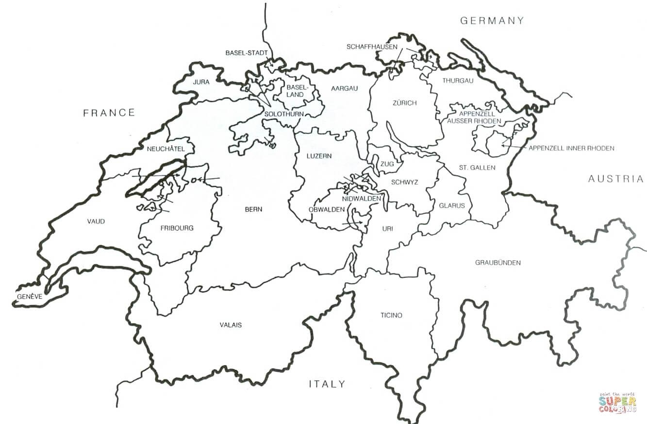 Switzerland Map Outline Switzerland Blank Map Western Europe 