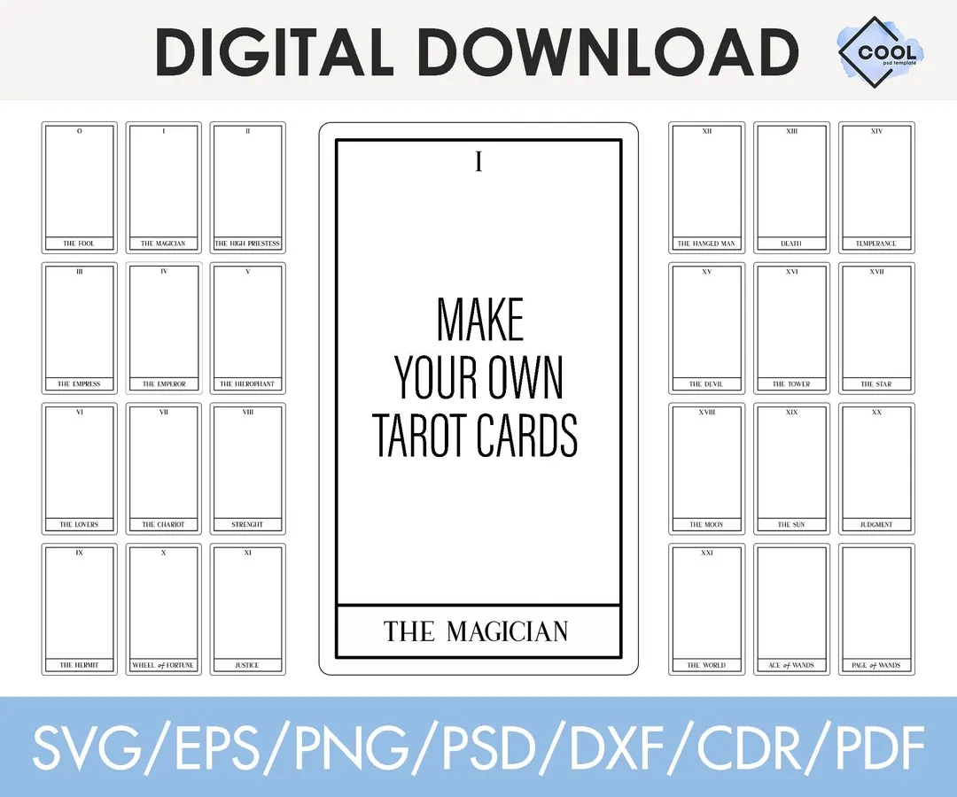 Tarot Cards Template With Blank Middle Custom Diy Editable Svg Png Cricut Glowforge Silhouette Instant Download Etsy de