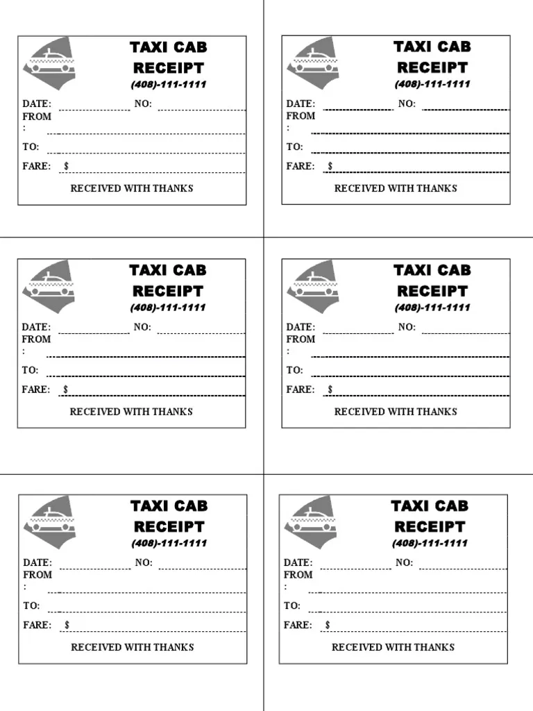 Taxi Receipt Template 02 PDF