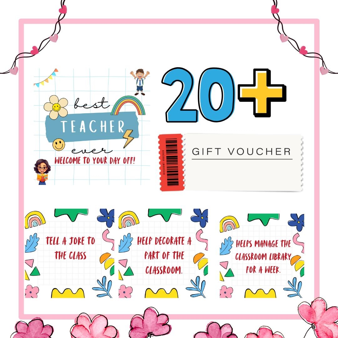 Teacher Appreciation Coupon Cards printable Pdf End Of Year Gift 