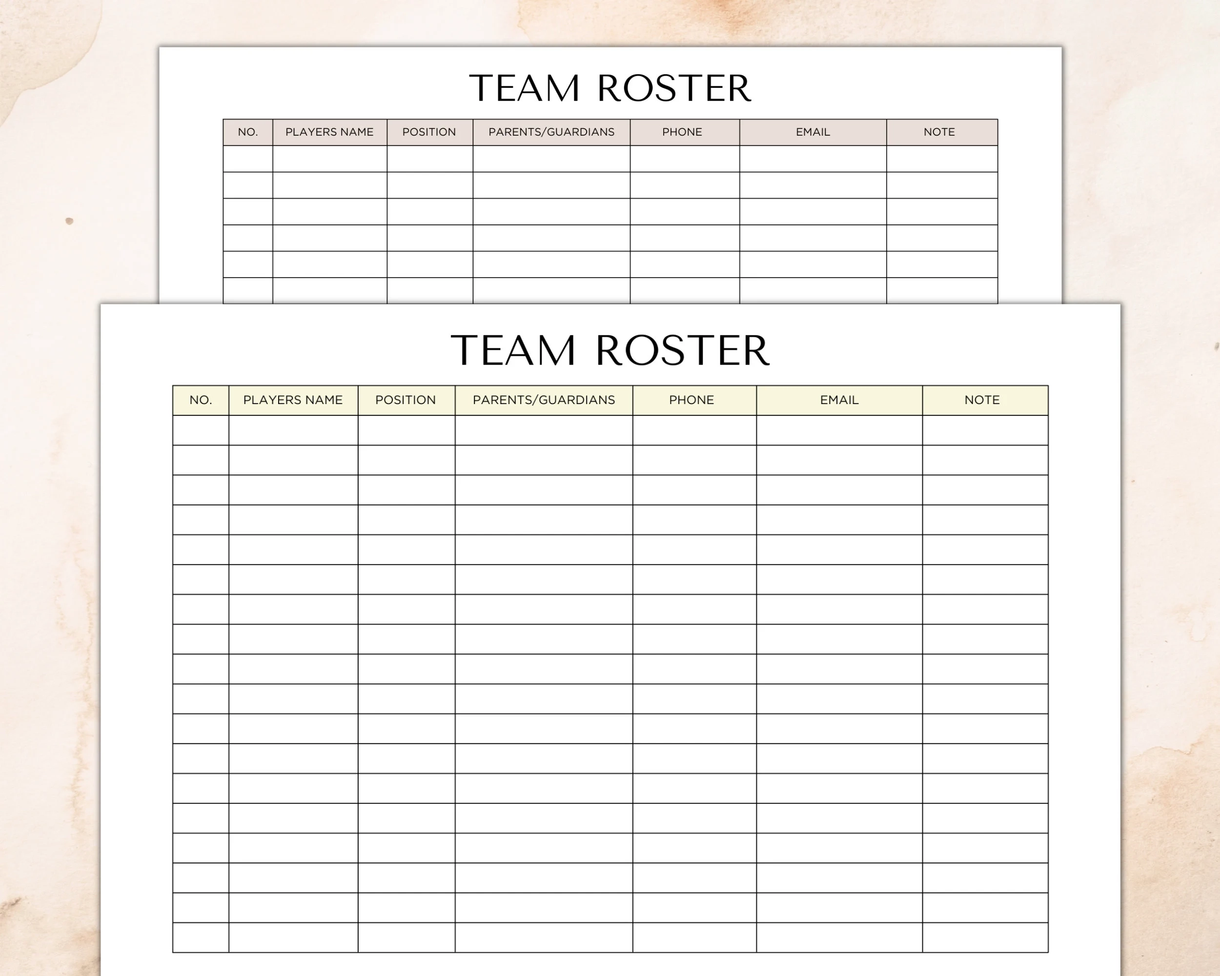 Team Roster Printable Editable Sports Roster Printable Soccer 