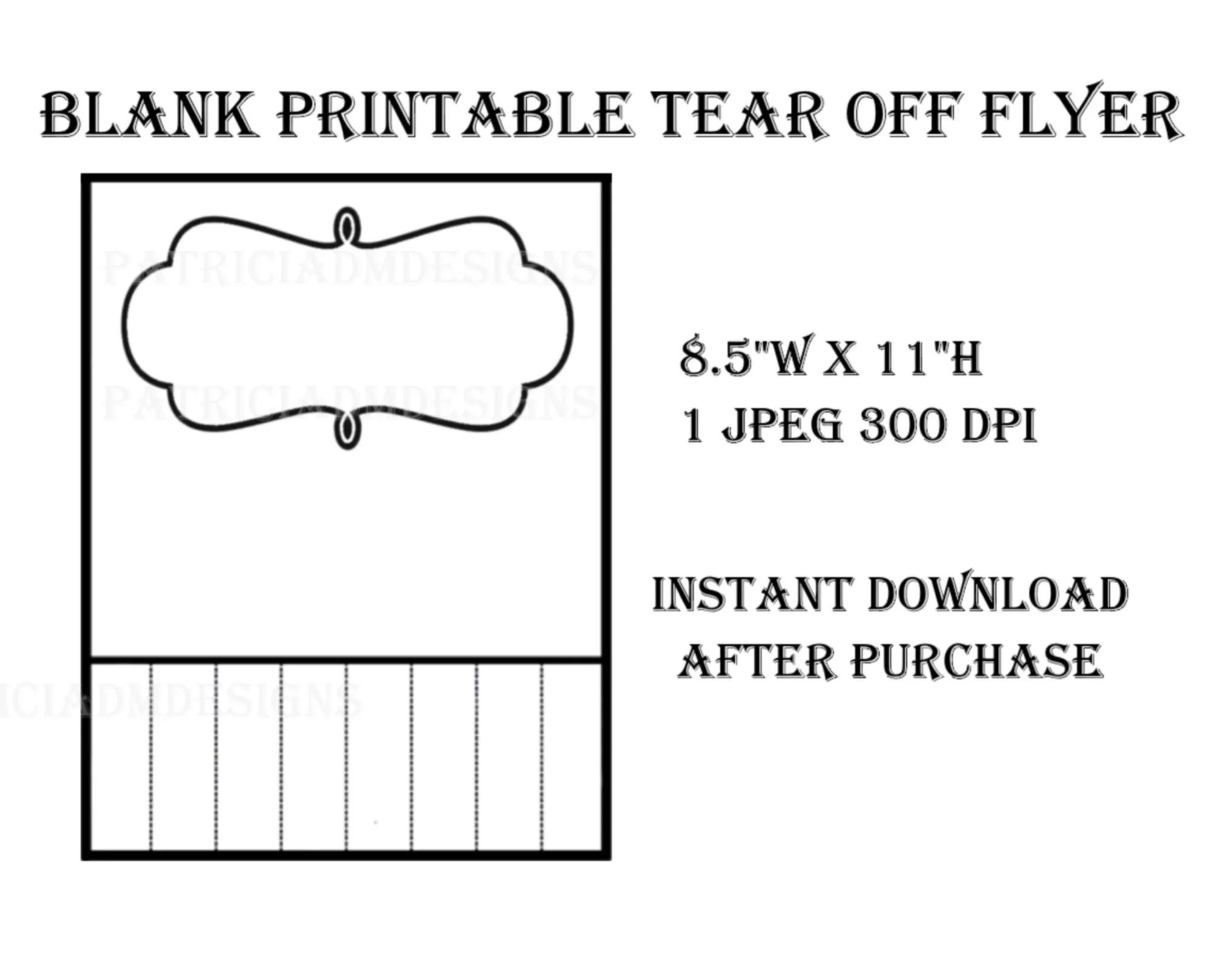 Tear Off Blank Printable Flyer High Resolution Digital Download 