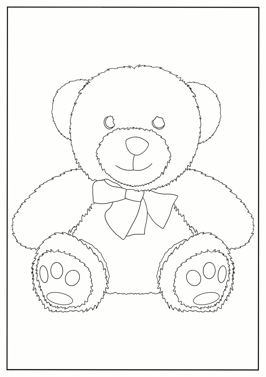 Teddy Bear Colouring in Sheet Printable Pdf