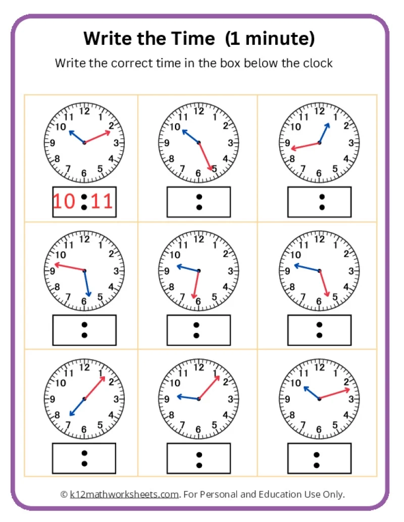 Blank Analog Clock Sheets Printable