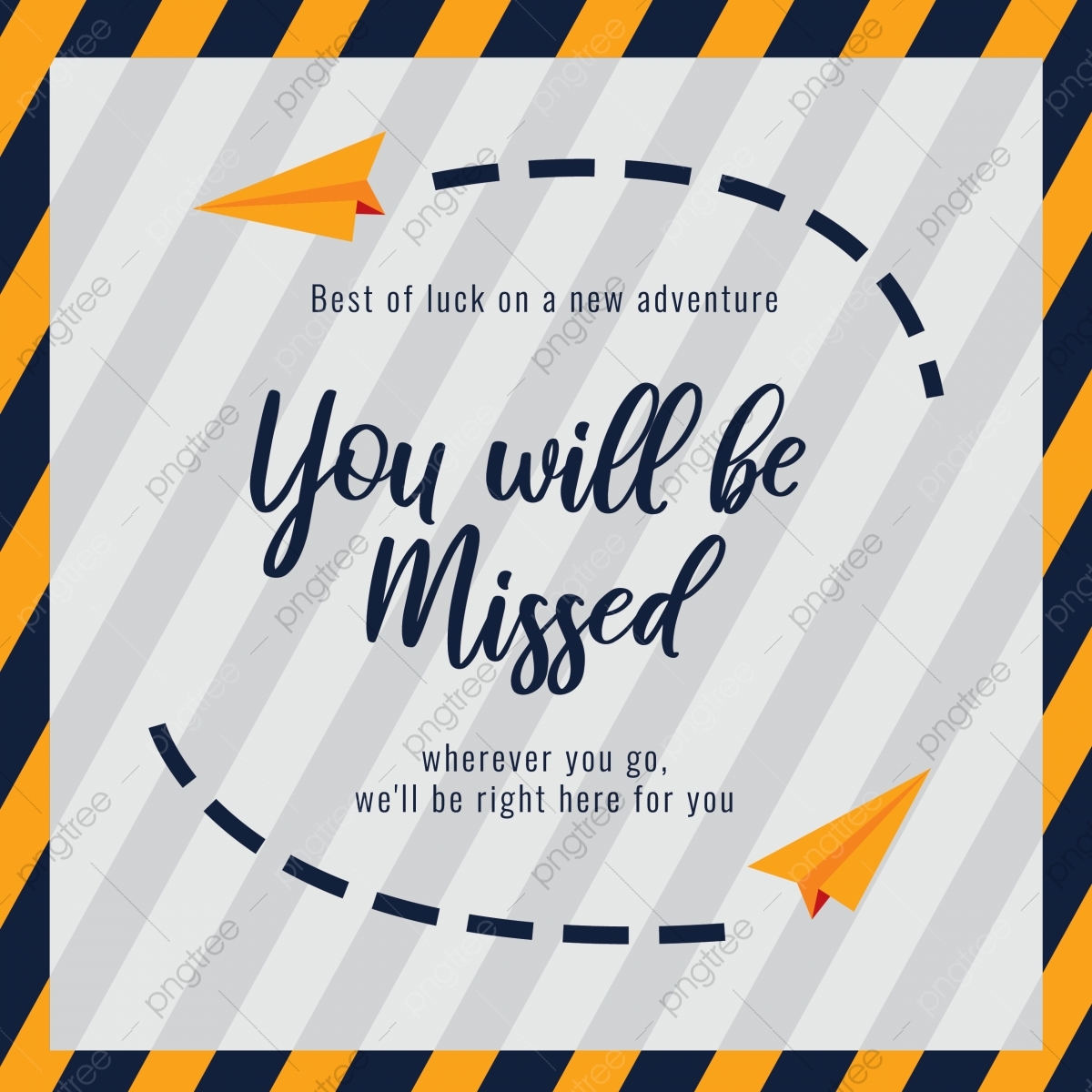 Template Card Farewell With Slash Frame Border Paper Plane 