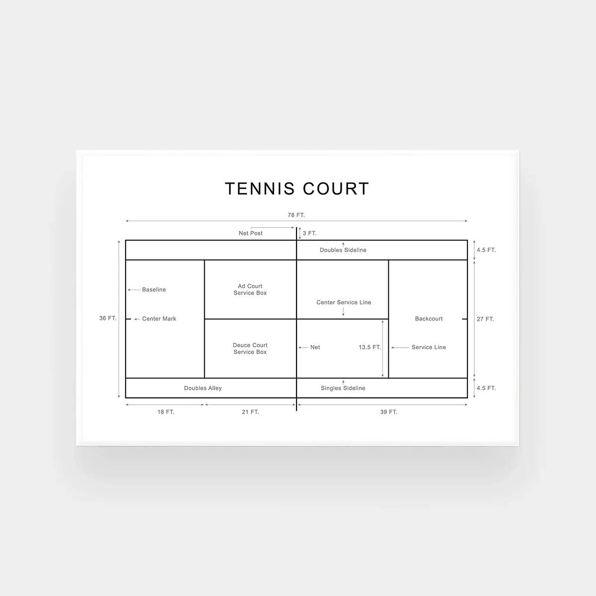 Tennis Court Lines Print Various Sizes Norsu Interiors