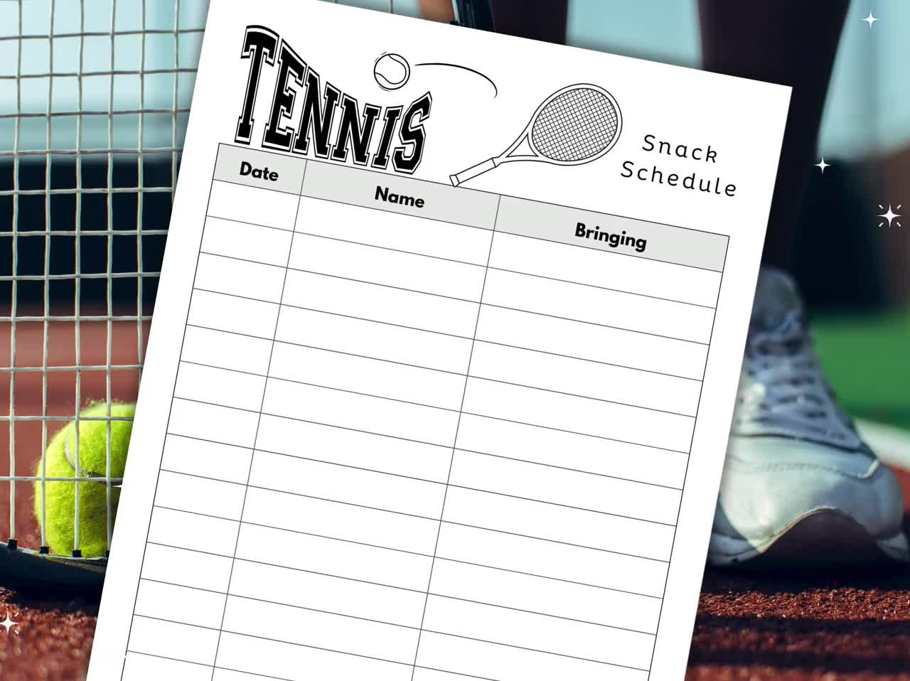Tennis Match Schedule Blank Printable