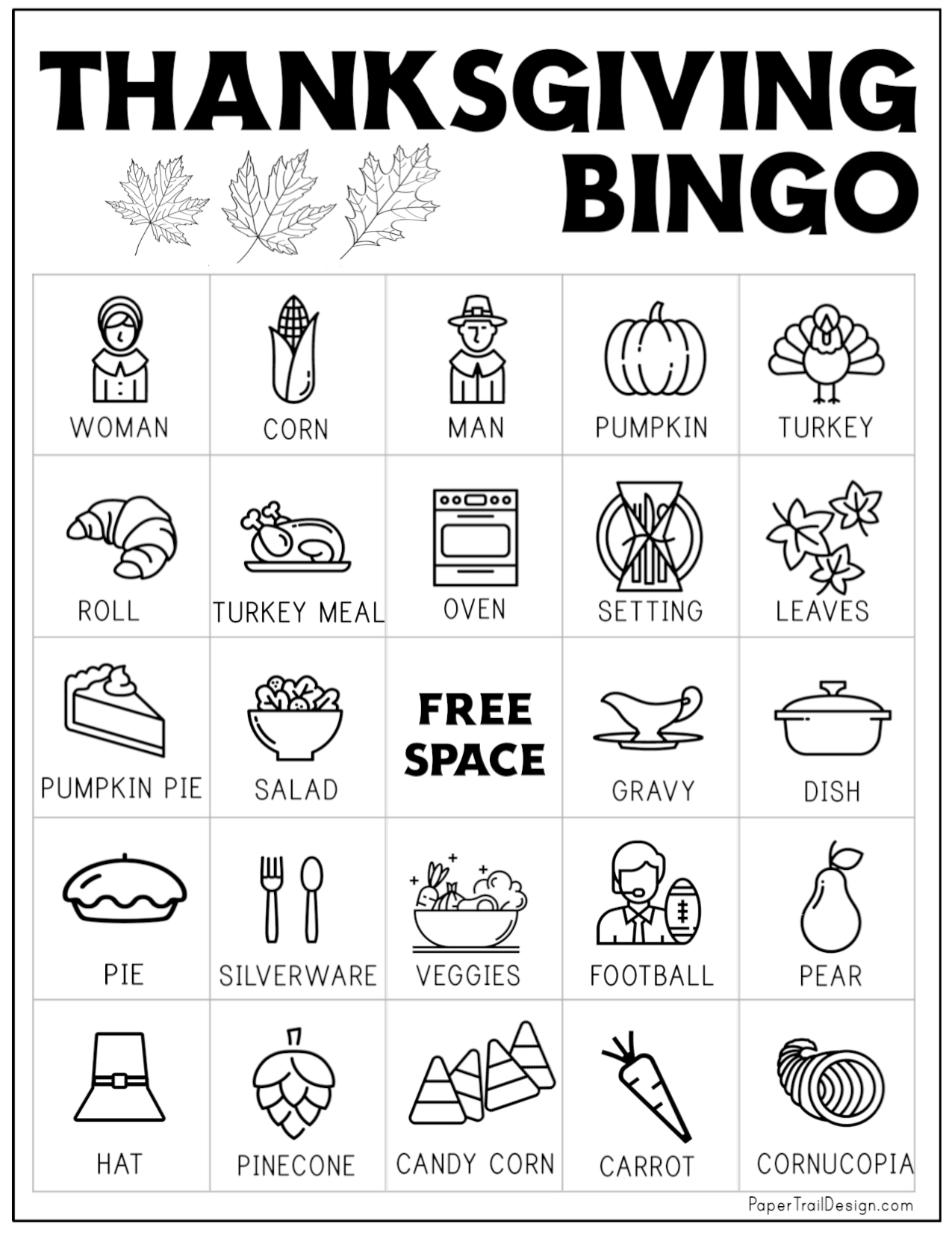 Thanksgiving Bingo Free Printable Printable Party Favors