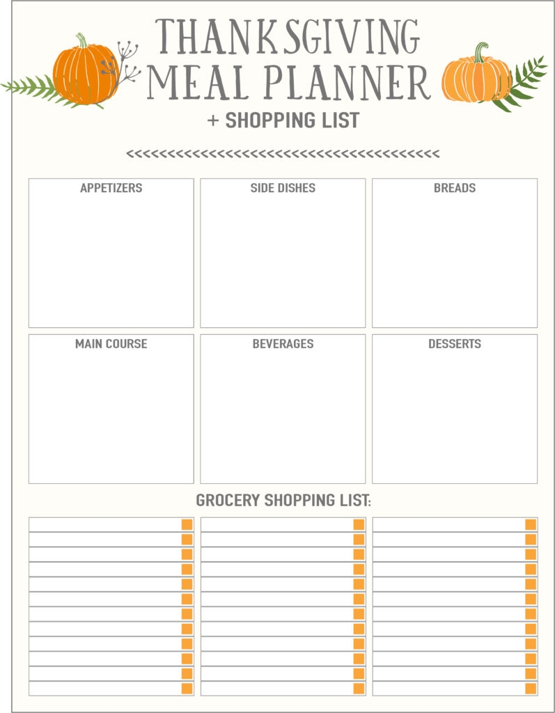 Printable Humorous Thanksgiving Menu Blank