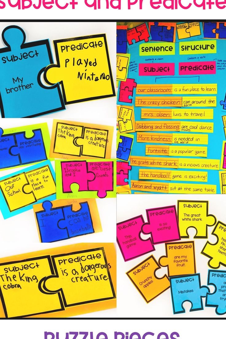 These Editable Subject And Predicate Puzzle Piece Templates blank 