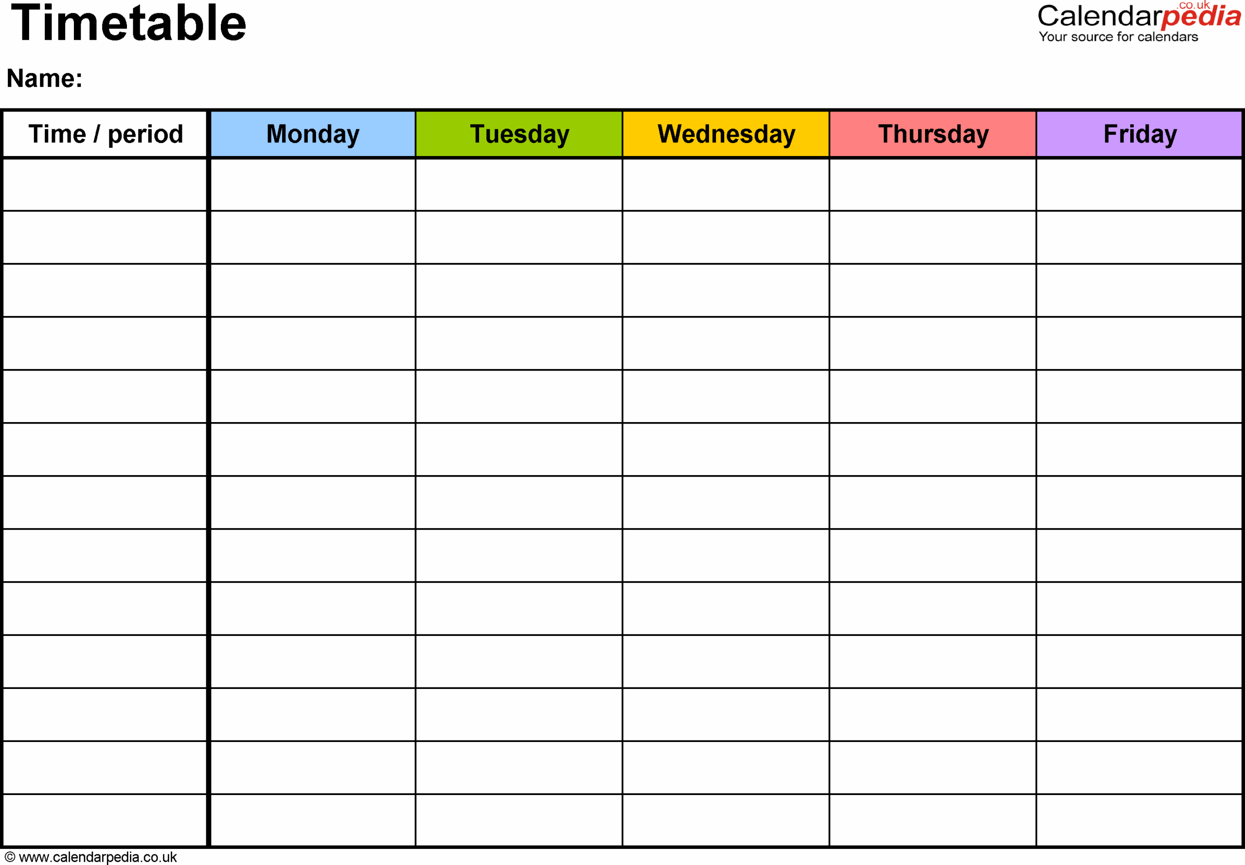 Blank Timetable Printable