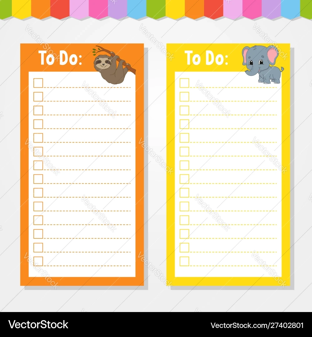 To Do List For Kids Empty Template Isolated Color Vector Image