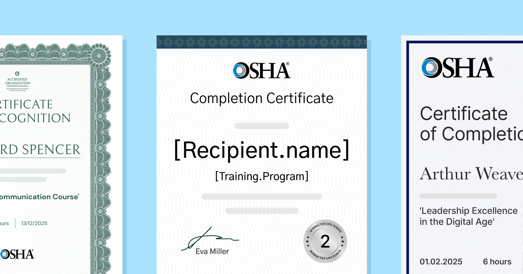 Printable Blank Osha 10 Card