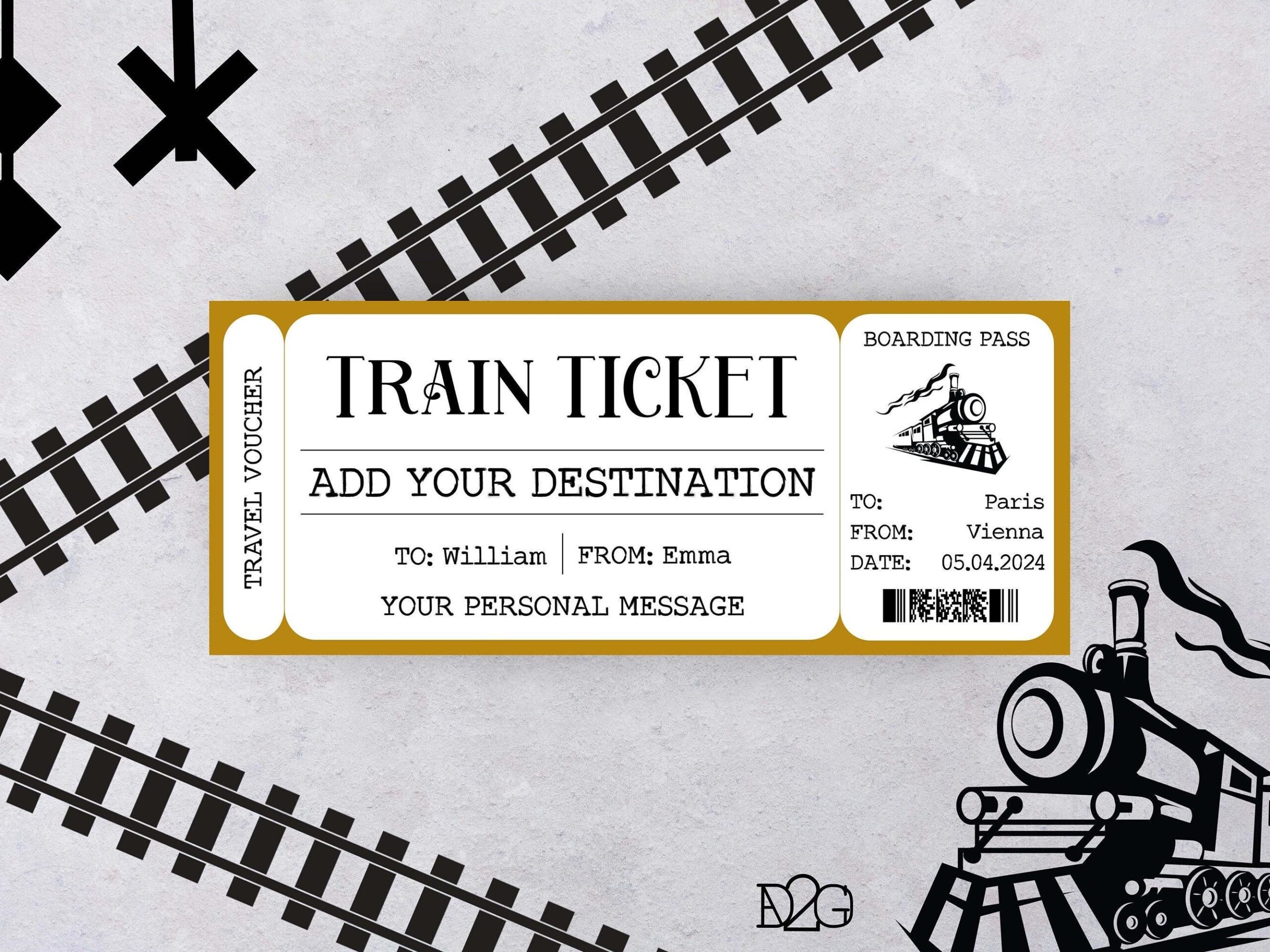 Train Ticket Template Travel Gift Coupon Printed Creative 