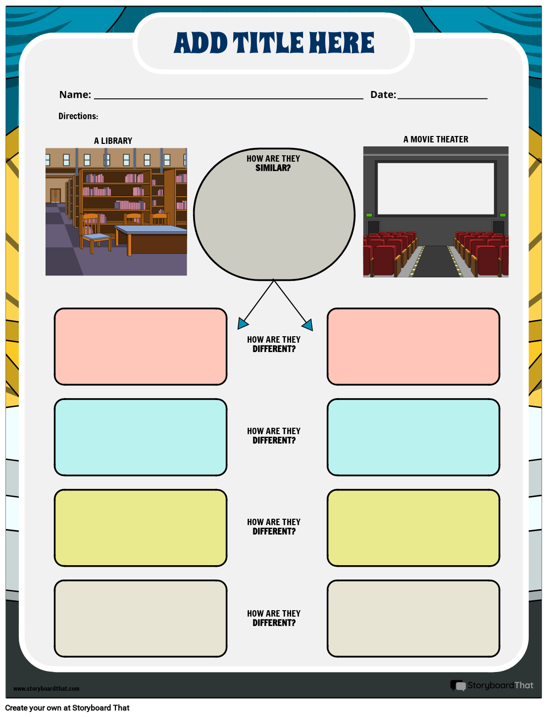Two Items Compare And Contrast Worksheet Storyboard