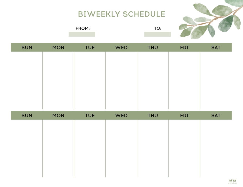 Blank 2 Week Calendar Printable