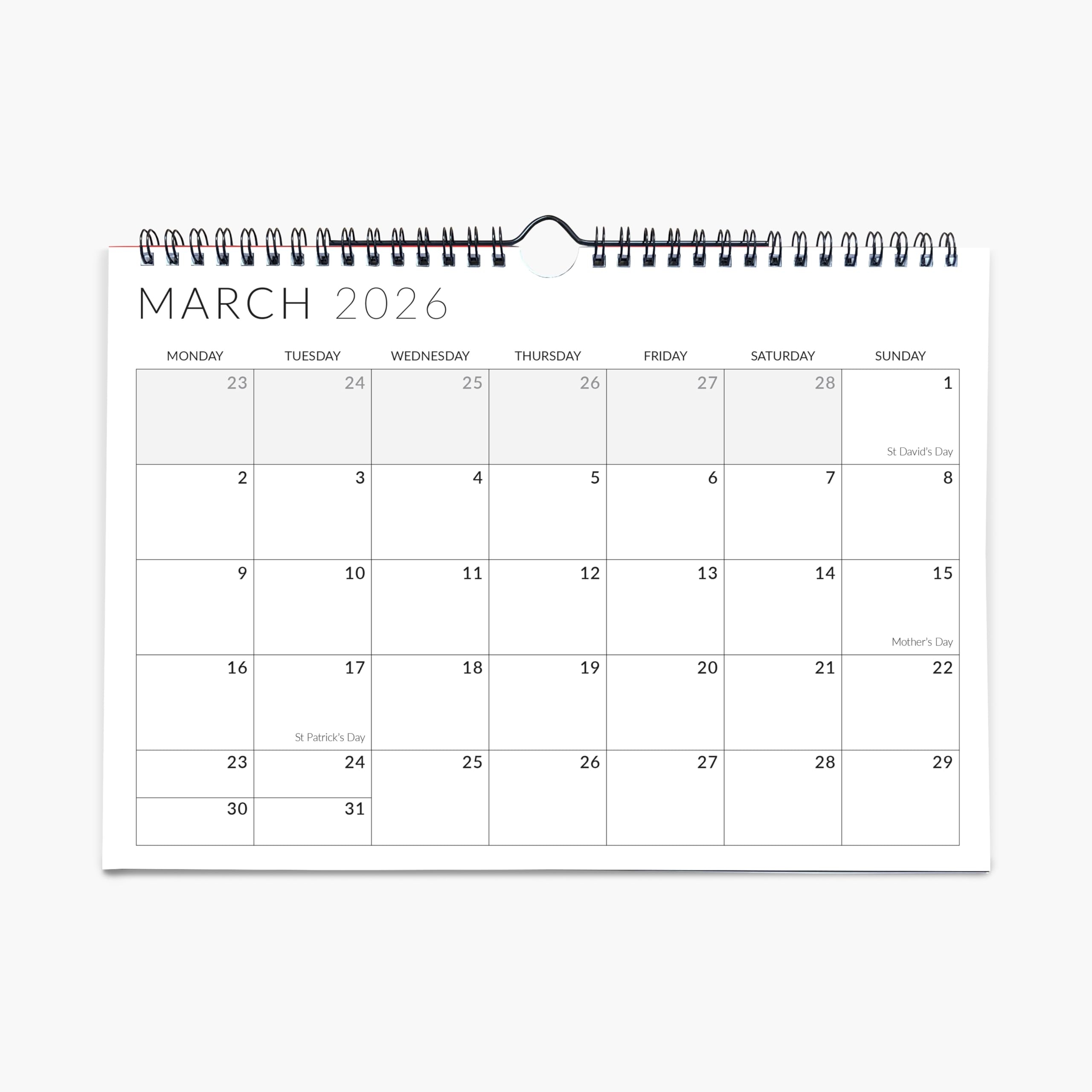 Two Year Wall Calendar 2026 27 A4 29 7 X 21cm Month To View 