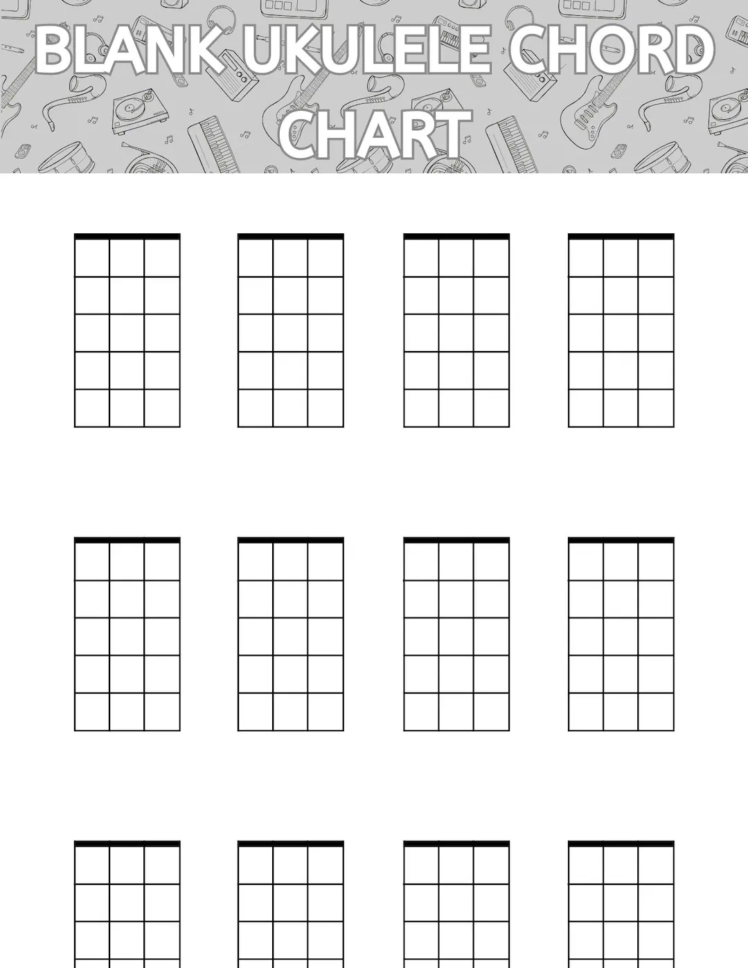 Ukulele Printable Chord Chart Blank Chord Chart Teaching Ukulele 