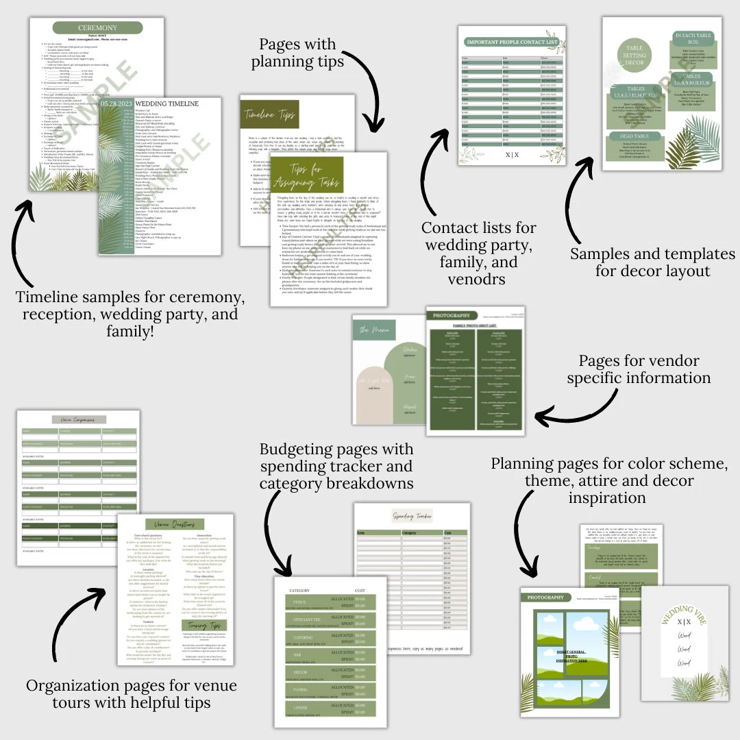 Printable Blank Planner Green Cots