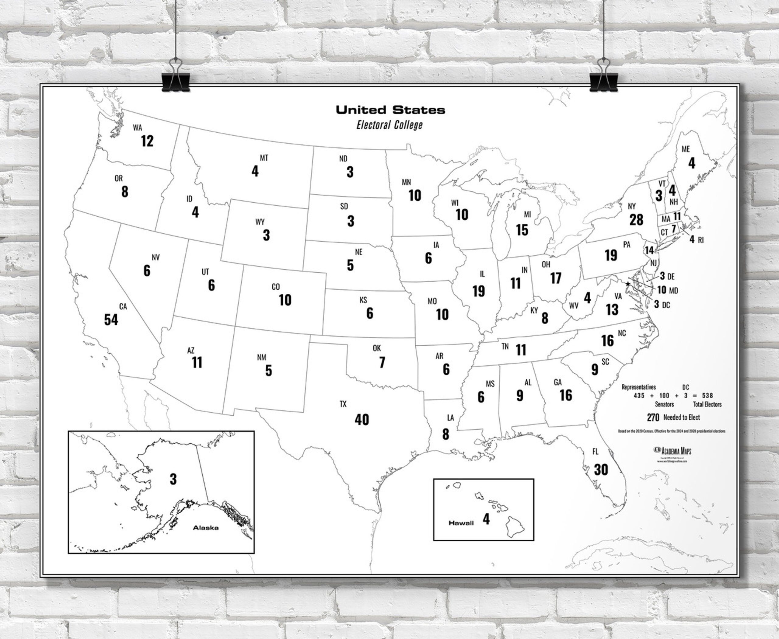 United States Electoral College Classroom Style Map U S 2020 