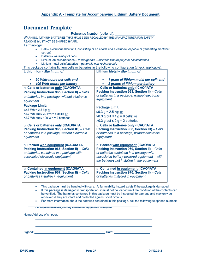 Upward Packaging IDFSCargo Form Fill Online Printable Fillable 