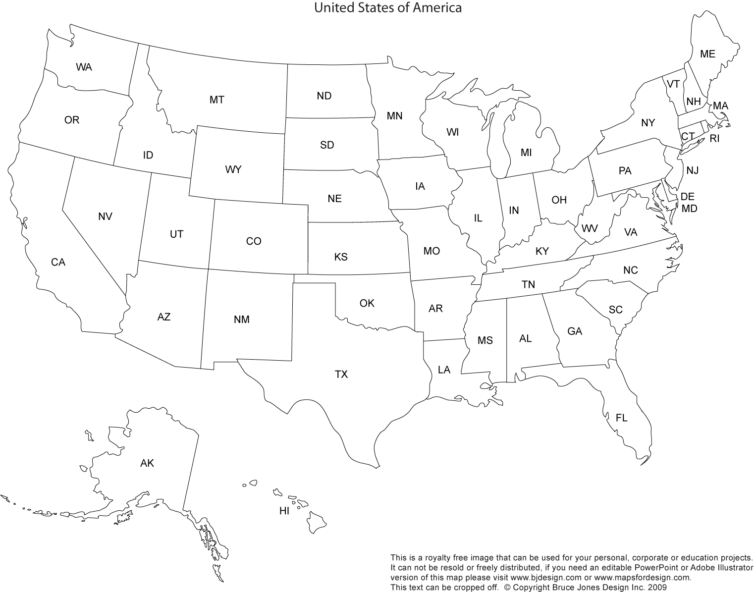 Blank Printable Us Map Free