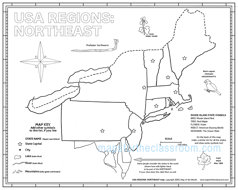 Northeast States Map Blank Printable