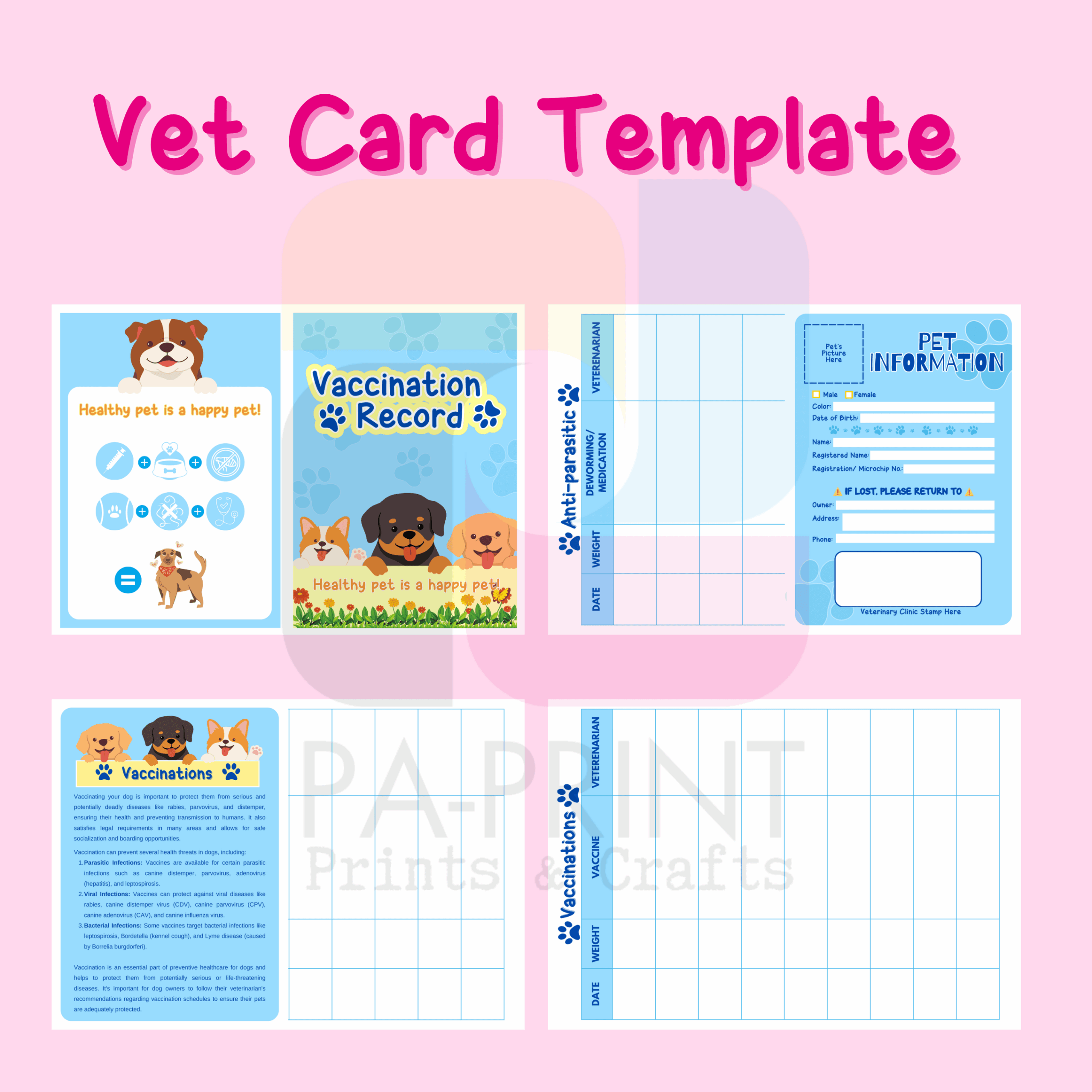 Vaccination Record Vet Card Template By Paprintandcrafts Raket PH