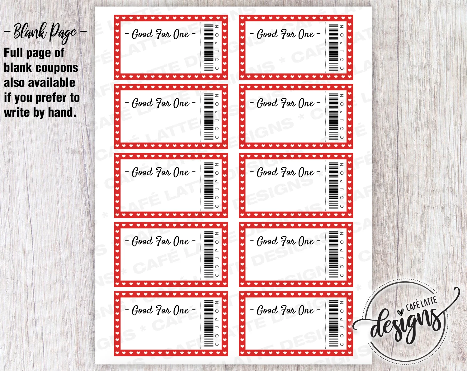 Printable Blank Valentines Day Coupons