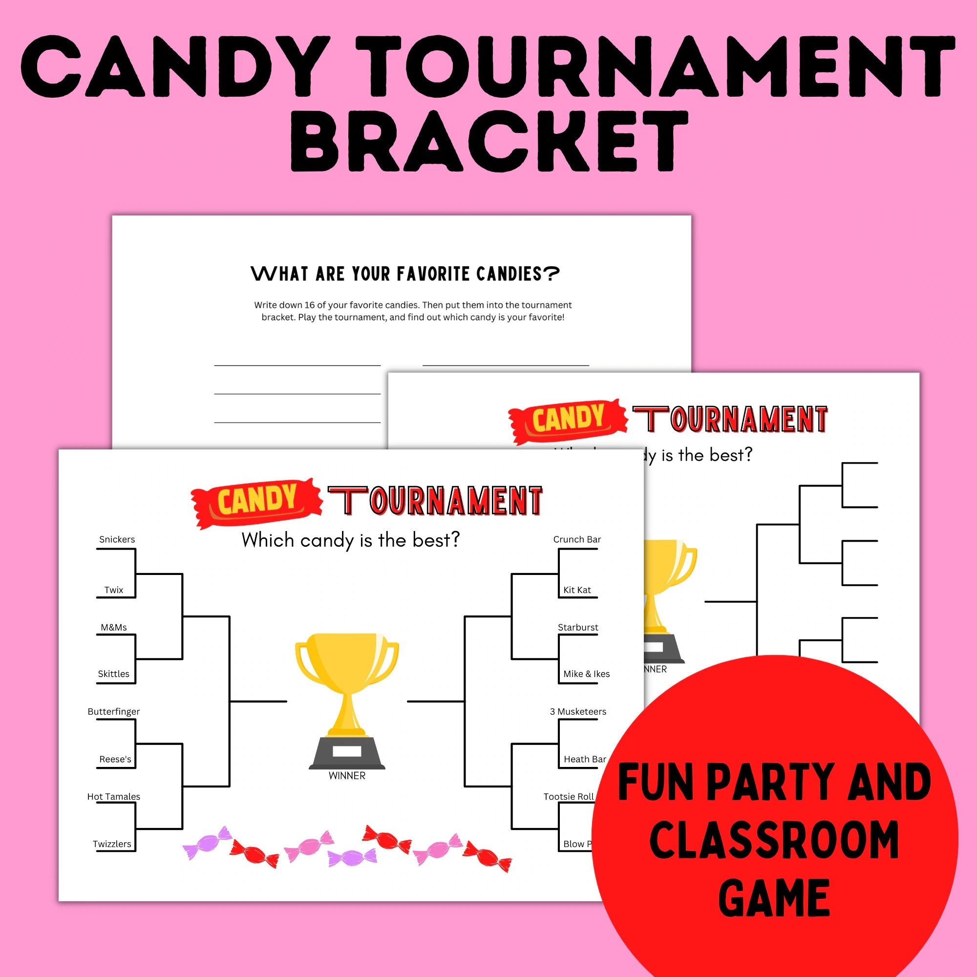 Printable Blank Halloween Candy Bracket