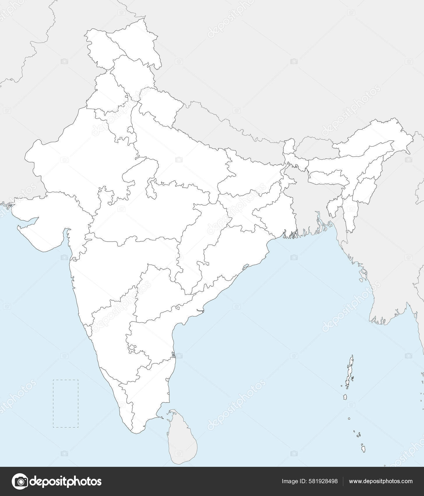 Vector Blank Map India States Territories Administrative Divisions 