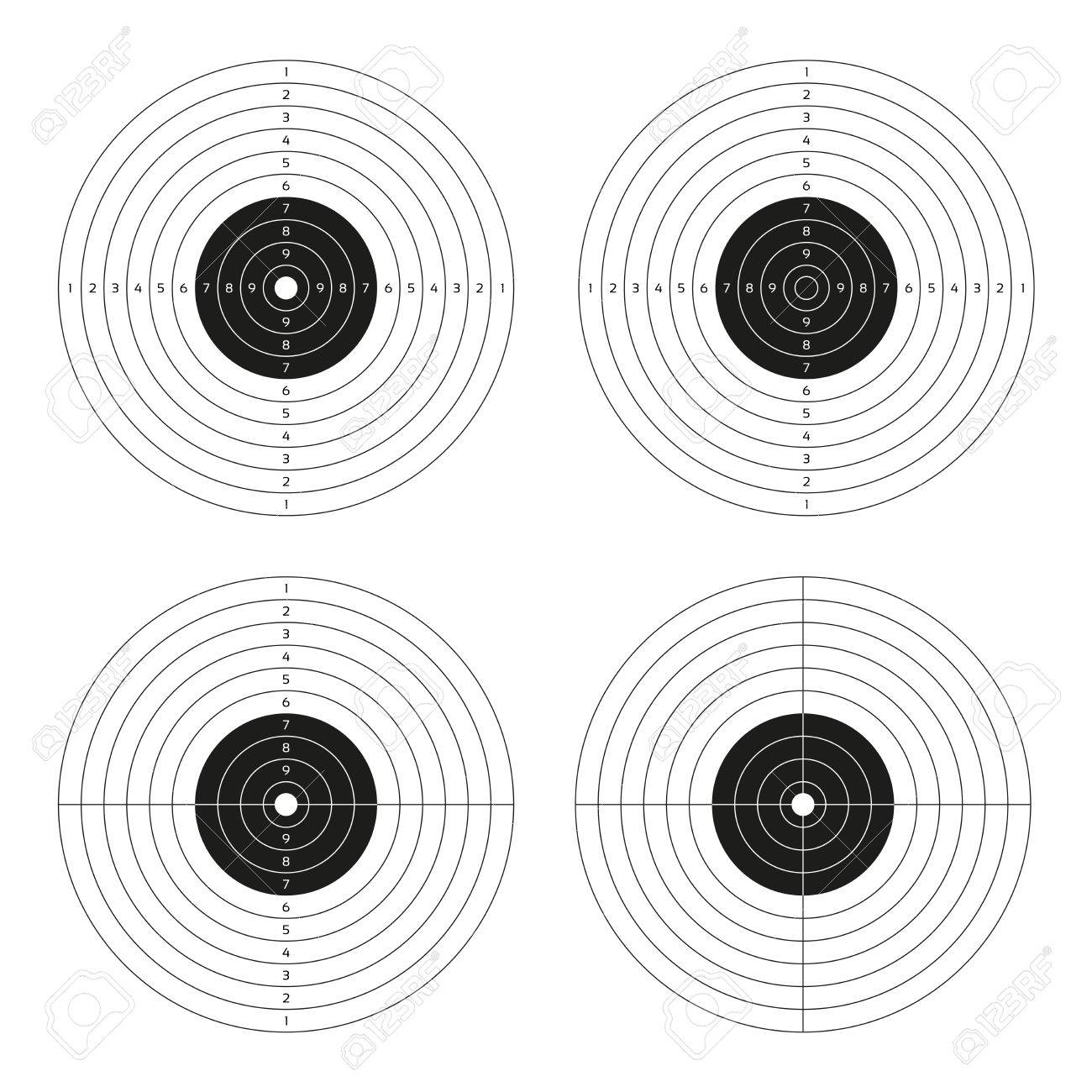 Vector Set Of Shooting Targets Blank Pistol Template For Printing 